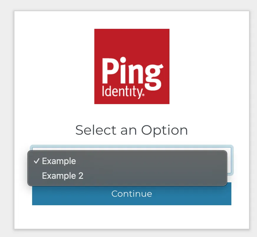 The formatted dropdown with the Ping Identity Logo displayed