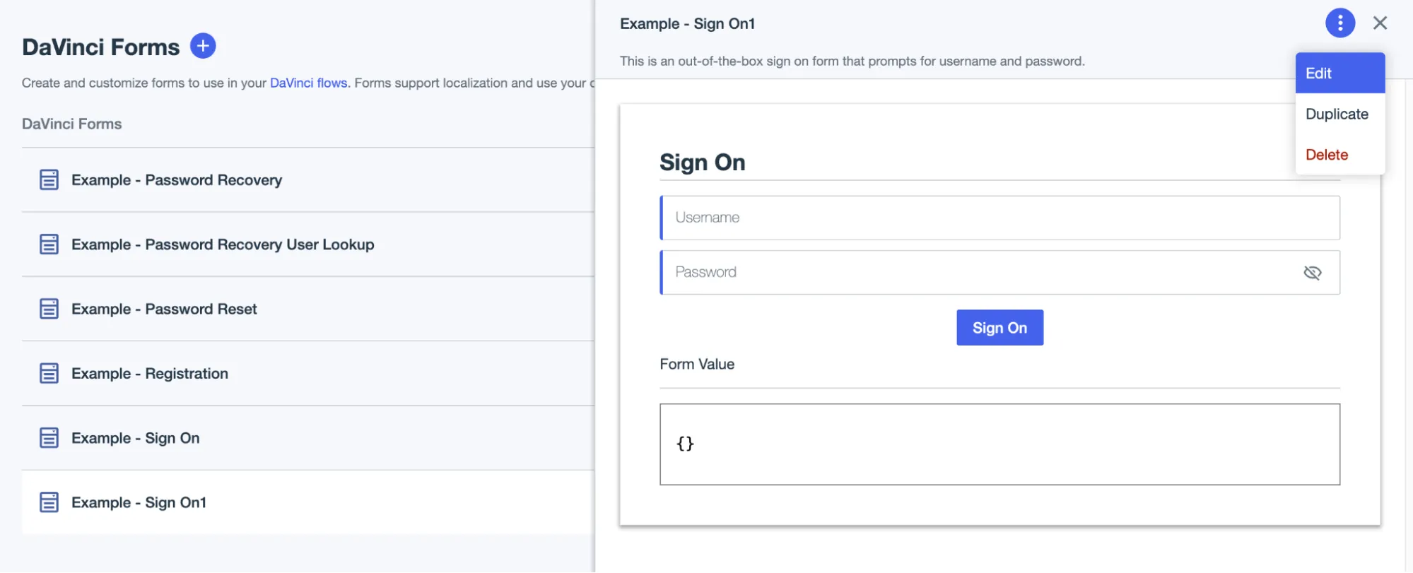 A screenshot of the duplicated form and the highlighted "Edit" menu item