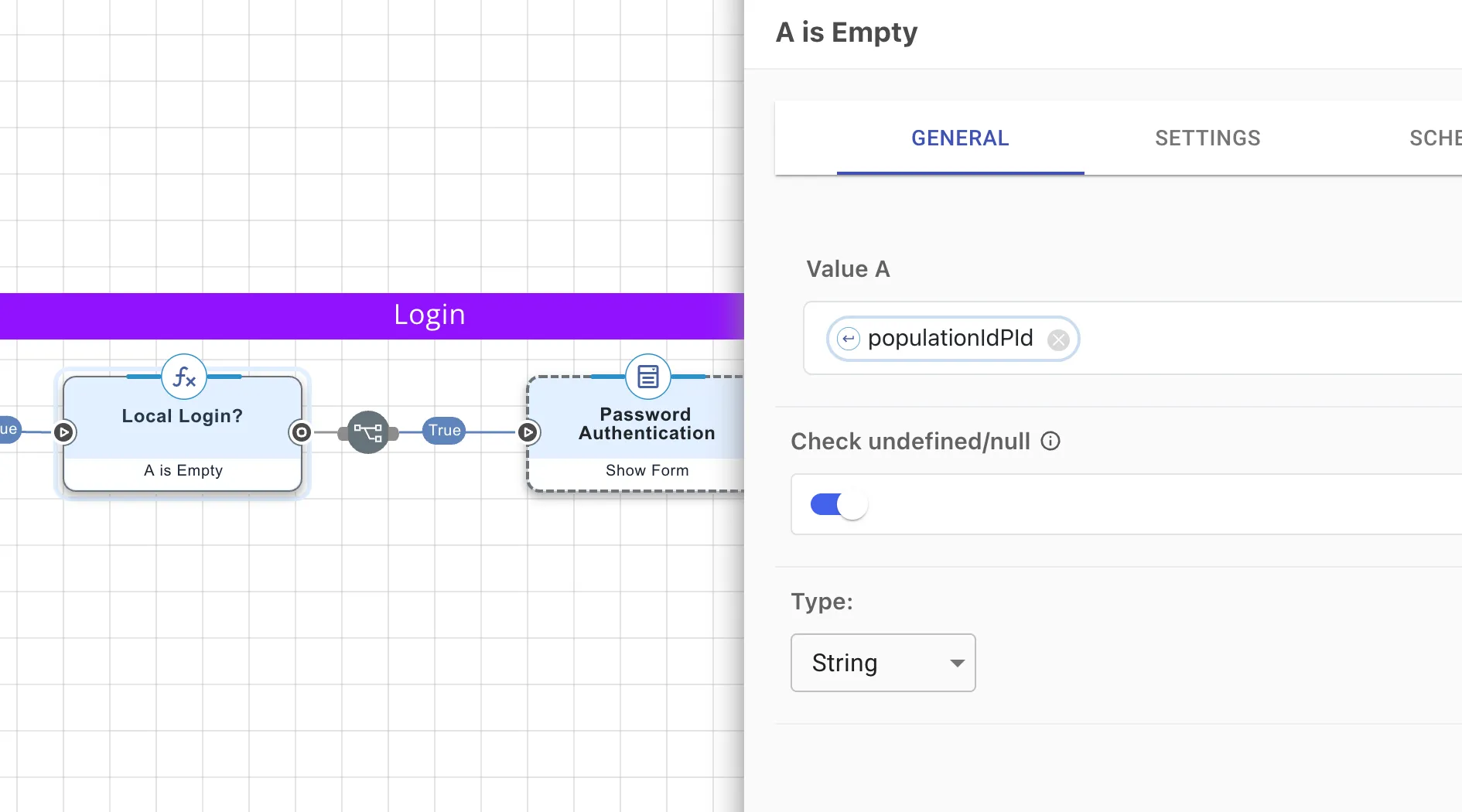 An A is Empty function checking if the populationIdpId passed is undefined or null