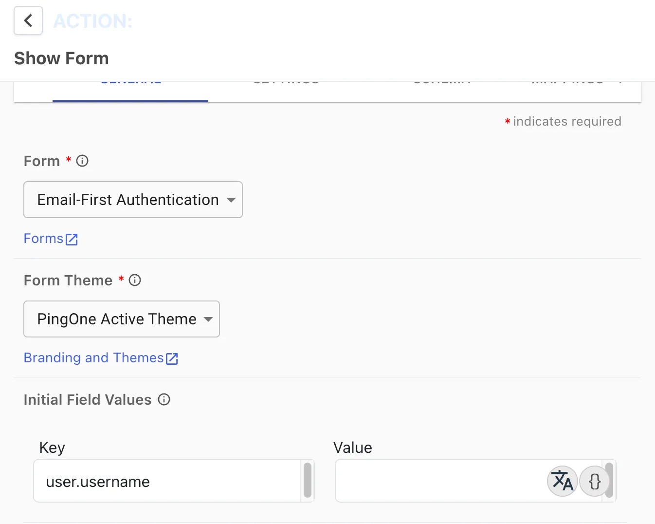 A screenshot of the details within the Show Form Trigger in which the Email-First Authentication form has been selected