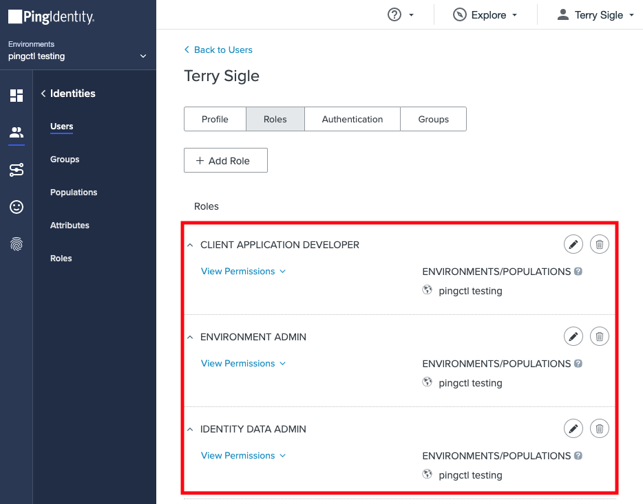 pingone user roles