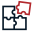 Icon showing three connected puzzle pieces and a fourth disconnected puzzle piece.