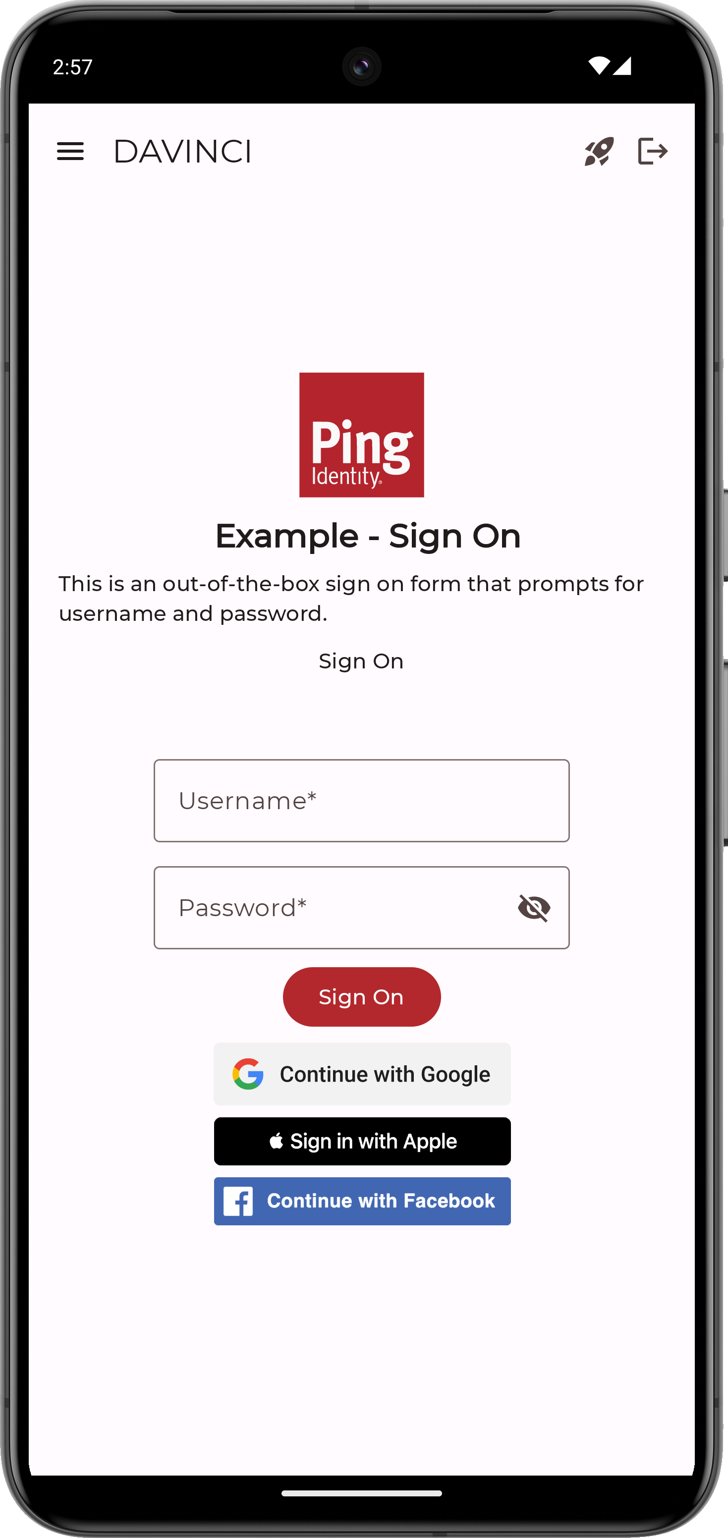 Example Android app offering a combination of authentication methods.
