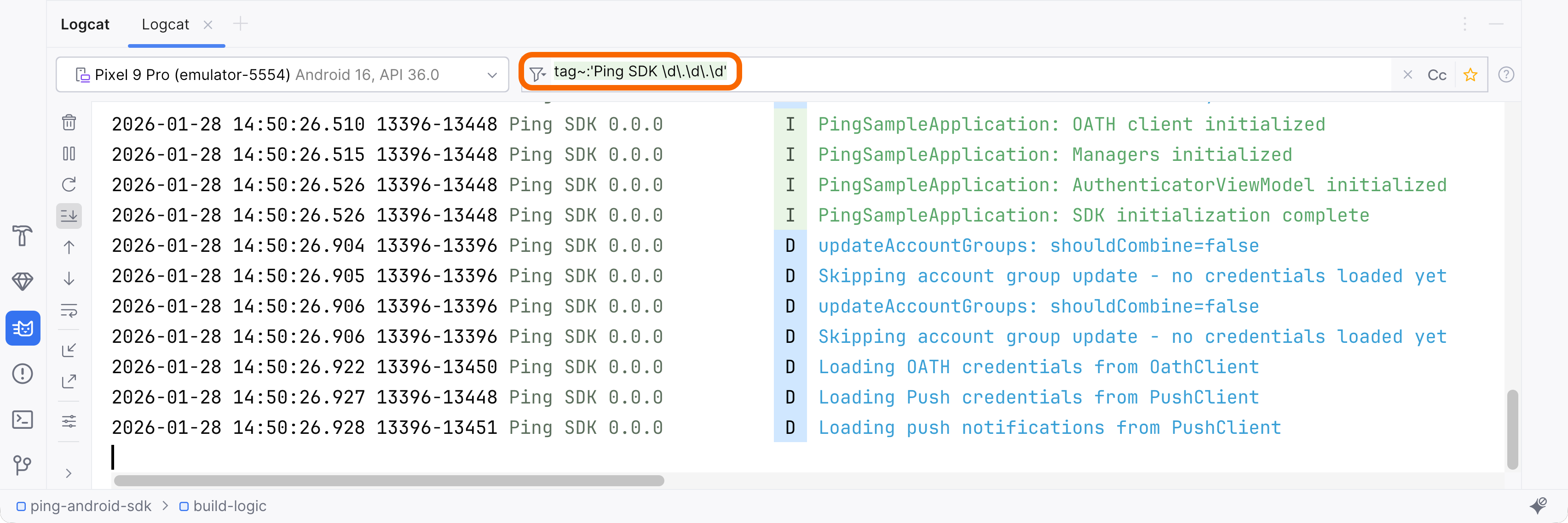 Filtering Android Logcat output by tag