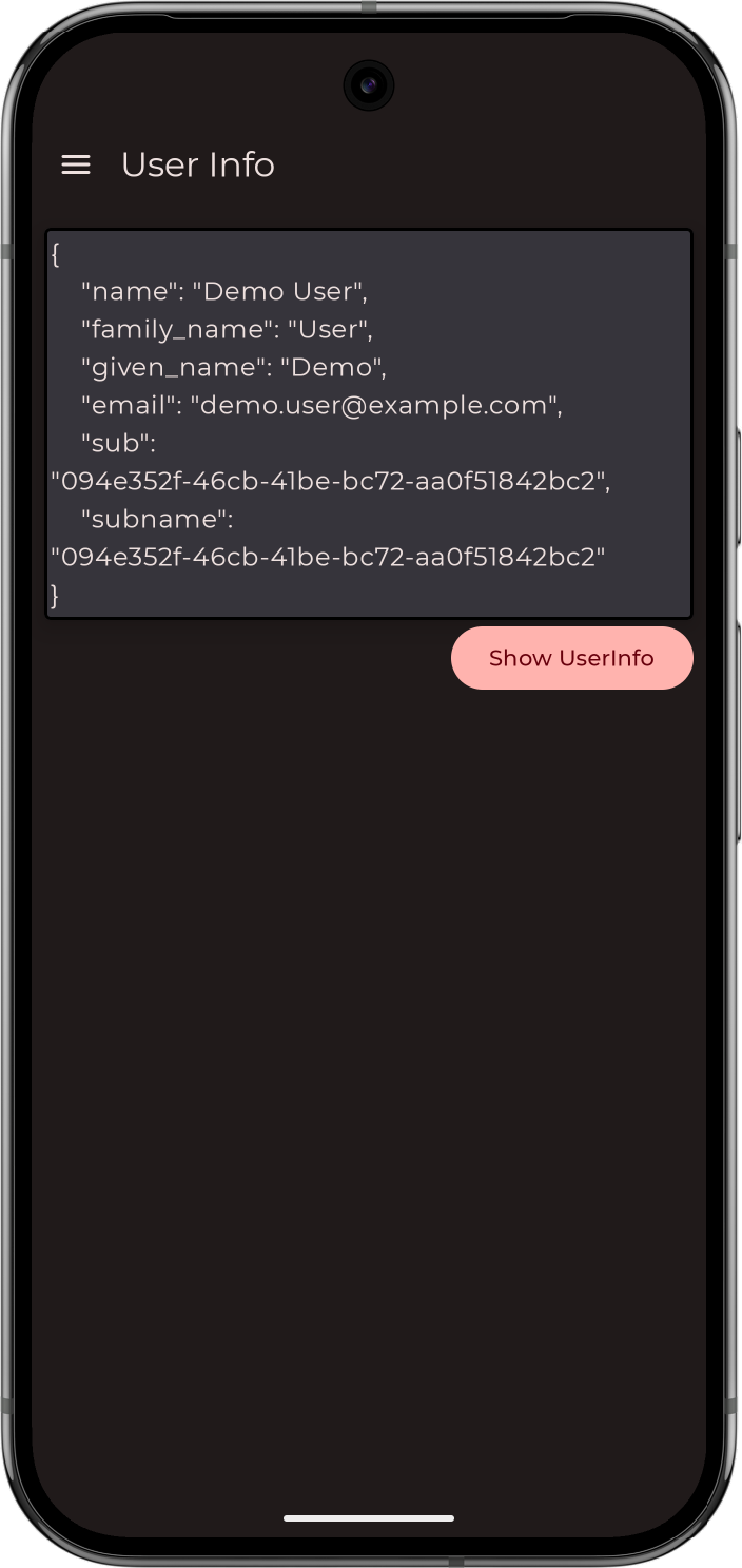 Showing user info in the 'kotlin-oidc' sample app