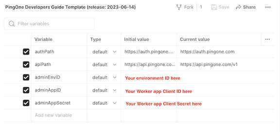 Dev Guide Postman Environment